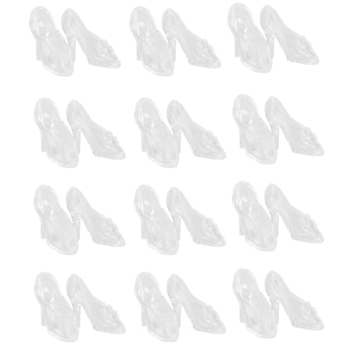 Milisten 60 Paare aus Glaspantoffeln Mini-High-Heel Miniaturschuh Kristall-High-Heels-Verzierung Schuhe mit hohen Absätzen aus Kristall dekorative Schuhe Plastik von Milisten