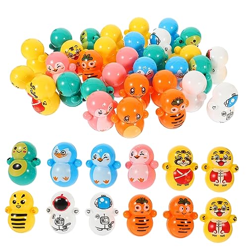 Milisten 60Stücke Mini Tumbler Spielzeugset Cartoon Tier Tumbler für Zufällige Farben für Jungen und Mädchen zur Tischdekoration für Partys von Milisten