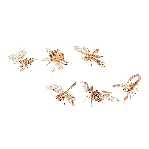 Milisten 6Stücke Holzpuzzle Teiliges DIY Insektenmodell Für Kreative Fördert Fantasie Geduld Und Robustes Holz Für Langlebigen Spielspaß von Milisten