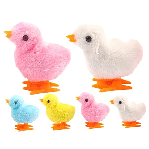 Milisten 6Stücke Plüsch Hühner Wind Up für Hühnchen Party Dekoration Sprunghühnchen Farbige Kükenspielzeuge Lernspielzeug für Kleine von Milisten