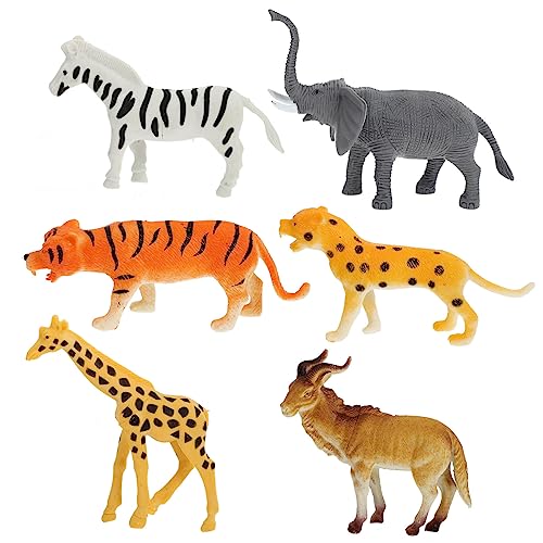 Milisten 6Stücke Teiliges Simuliertes Tiermodell Pädagogisches Für Giraffe Elefant Leopard Zebra Tiger Für Lernspiele Und Dekoration von Milisten