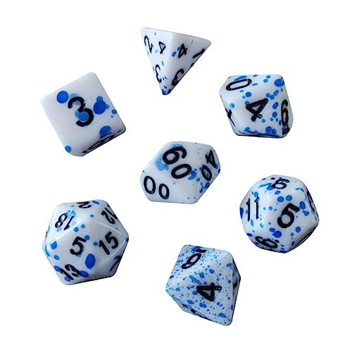 Milisten 7 Stück Laufen Gruppenwürfelsatz Spielrequisiten unregelmäßige Punktwürfel lustige Würfelspiel-Requisiten Blutwürfel Blutspritzerwürfel Partyzubehör Acryl Blue von Milisten