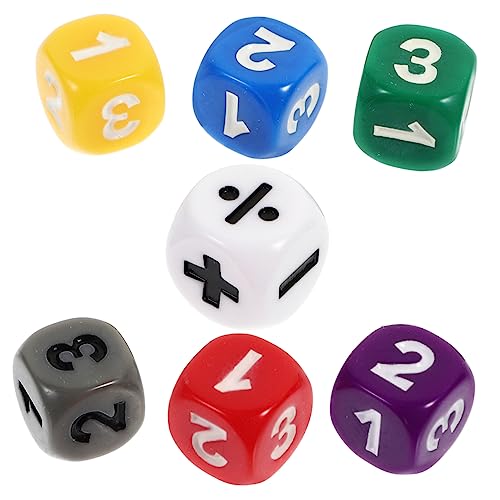 Milisten 7 Stück Lernspielzeug für Mathematik Zahlenwürfel Standard-Spielwürfel für den Mathematikunterricht Operator Lernwürfel für Spiel Tischspielwürfel Acryl von Milisten