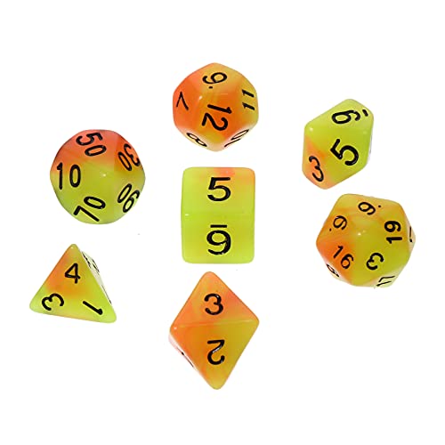 Milisten 7 Stück Luminous Two Color Multi Sided Dice Set für Party und Rollenspiele Leicht und Tragbar Langlebig aus Sicherem Material für Brettspiele und Kreative Spielabende von Milisten