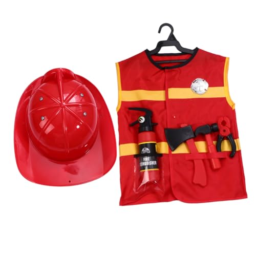 Milisten 7Stücke Feuerwehrmann Rollenspiel Kostüm Set für Teiliges Outfit mit Weste Hut Hammer für Halloween Cosplay und Partys Performance Milisten 7Stücke Feuerwehrmann Rollenspiel Kostüm Set für Teiliges Outfit mit Weste Hut Hammer für Halloween Cosplay und Partys Performance von Milisten