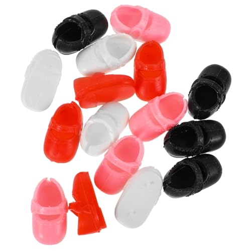 Milisten 8 Paare Mini Puppenschuhe Flache Schuhe für Mädchenpuppen Miniatur Dollhouse Dekoration Niedliche Tiny Flat Shoes in Schwarz Rot Weiß Puppenzubehör für Bastelarbeiten von Milisten