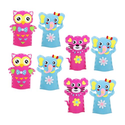 Milisten 8 Sätze Stoffhandpuppen -Materialbeutel Zubehör für die Handpuppenherstellung handgefertigtes Fingerpuppen basteln Cartoontiere Fingerpuppen Puppenbauset Nicht gewebt von Milisten