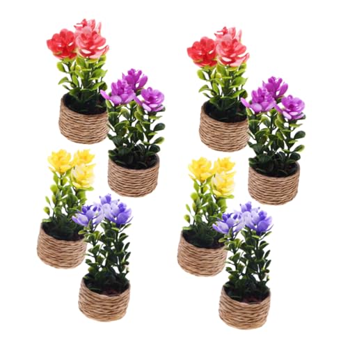 Milisten 8 Stück Blumen Miniatur Blumen Dekor Blumentopf Ornament DIY Grünpflanzen Gefälschte Topfpflanzen Realistische Pflanzenzubehör Mikro Bonsai Feenhaus Basteln Dekoration Garten Für von Milisten
