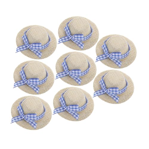 Milisten 8 Stück Mini Puppen Strickzubehör Puppenhaus Mini Hut Gras Zubehör Basteln Weben Rosa Süß Polyester Bunt Miniatur Dekoration Für Strohhüte Beigefarbener Stoff von Milisten