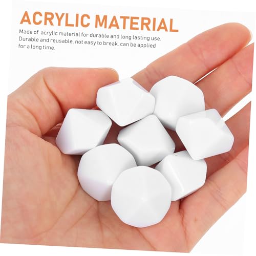 Milisten 8 Stück Teiliges Acryl Würfel Weiß Blanko Glatte Oberfläche DIY Spielwürfel für Party Spiele Basteln und Unterrichtsspiel Zubehör von Milisten