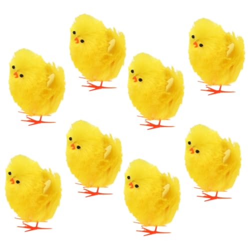 Milisten 8 Stück Teiliges Mini Plüschküken Set Flauschige Gelbe Osterdeko Hohe Kükenfiguren Vielseitige Tischdekoration und Geschenkidee für Ostern und Frühling von Milisten