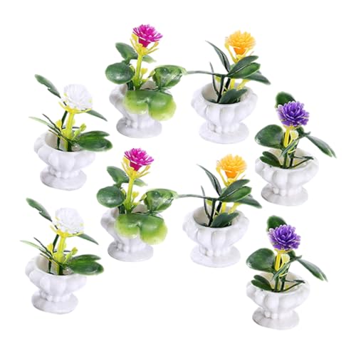 Milisten 8 Stück Teiliges Miniatur Topfpflanzen Realistische Leichte Puppenhaus Dekoration DIY Mini Haus Zubehör Kompakt Pflegefrei für Fotorequisiten und Miniatur Landschaften von Milisten