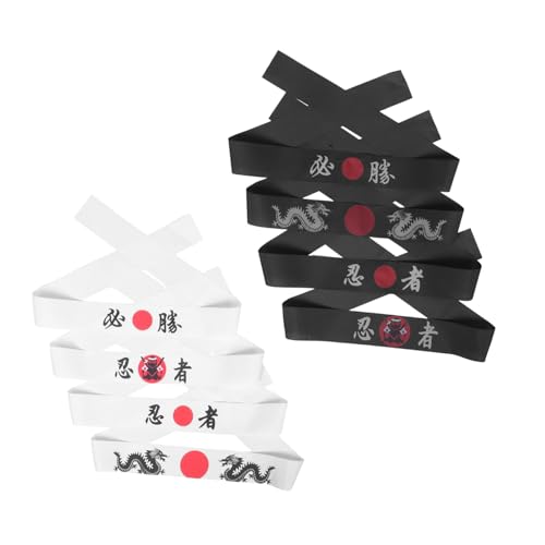 Milisten 8 Stück Teiliges Ninja Stirnband für Verstellbar Robustes Samurai Kopftuch Japanisches Karate Partyzubehör als Geburtstag Deko und Partygeschenk von Milisten
