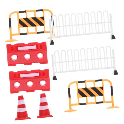 Milisten 8 Stück Teiliges Verkehrsschilder Spielset mit Kleinen Verkehrsleitkegeln und Miniatur Straßenabsperrungen Robustes Lernspielzeug für Sandtisch Baustellenszene und von Milisten