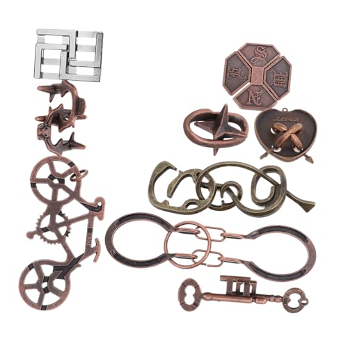 Milisten 9 Stück Luban-Schlossspielzeug Rätsel Erwachsene Bausteine, Puzzle- Puzzle-Schloss Puzzlespielzeug aus Metall mit Metallschloss Zinklegierung von Milisten