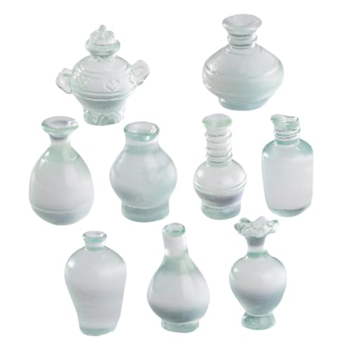 Milisten 9 Stück Mikrolandschaftsflasche Puppenhaus Miniaturen Blumenflasche Miniaturmodell Kleines Hauszubehör Modell Mini-blumenvase Puppenhaus Puppenhausdekor Harz Transparent von Milisten
