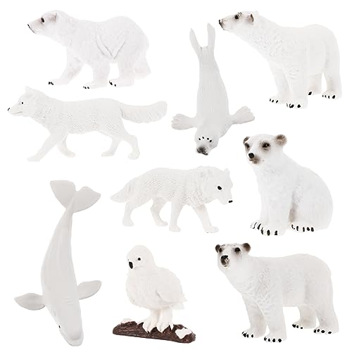 Milisten 9 Stück Teiliges Polar Tier Figuren Eisbär Weißer Delfin Dekoration für Kinderzimmer und Kuchen für Bildungszwecke Fantasie von Milisten