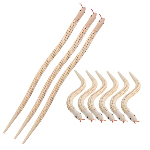 Milisten 9 Stück Teiliges Realistische Holzschlangen Biegsame Gelenkige Holzschlangen zum Bemalen Flexibles DIY Bastelset für Kindergeburtstag Kreatives Naturbelassenes Holzspielzeug von Milisten