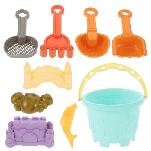 Milisten 9 Stück Teiliges Sandspielzeug Set für Sandbucket Schaufel Sandharke Sandburg Bausatz für Sommer im Freien für Strand Garten und Park von Milisten