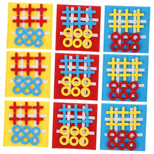 Milisten 9 Stück Teiliges Toe Spielset aus Filz für Interaktives Denkspiel Strategischem Denken und Logischem Verständnis Farbiges Brettspiel für Familien und Lernspaß von Milisten