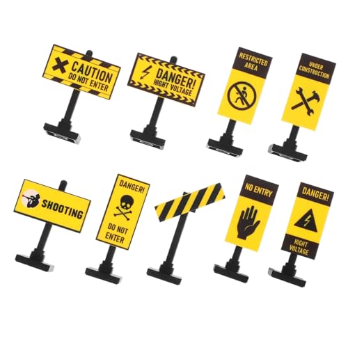 Milisten 9 Stück Warnschild- Mini-straßenschilder Verkehrsschilder Für Miniatur-verkehrsstraßenschild Mini-straßenparkschild Bauspielset Straßenwarnschild Abs von Milisten