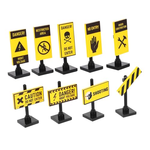 Milisten 9 Stück Warnschild- Miniatur-straßenhandwerk Miniatur-Warnschild Mini-puppenhaus-zubehör Straßenschilder-Ornamente Mini-Warnschild-Dekoration Abs von Milisten