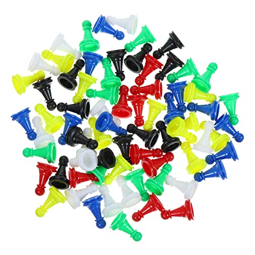 Milisten 96 Stück Spielkomponente Brettspiele Erwachsene Bildungsspielzeug Brettspiel Plastikschach Tischmarker Spielzubehör Schachmarker Brettspiel Schach Spielmarken Abs Zufällige Farbe von Milisten