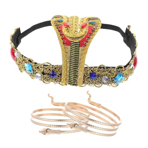 Milisten Ägyptisches Kostümzubehör Schlangen Design Stirnband und Armbänder aus Damen Kopfschmuck für Mottoparty Verkleidung von Milisten