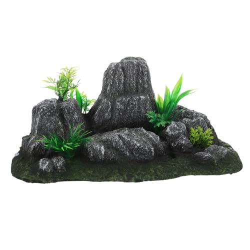 Milisten Aquarium Dekoration Aquarium Bergfelsen Miniatur-Bergfiguren Fischtank -Mikrolandschaftsdekoration Aquascaping-Felsen Aquariumzubehör Harz Dark Grey von Milisten