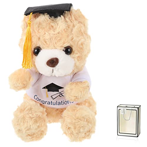 Milisten Arzt Hut Puppe Abschluss Stofftier Kinderpuppenspielzeug Entzückende Bärenpuppe Cartoon-bär-Puppe Abschlussgeschenk Tragen Puppe Bärenpuppen-Souvenir Light Brown Plüsch von Milisten