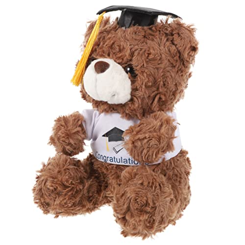 Milisten Arzt Hut Puppe Abschlussfeier abschlussgeschenk Plüschtier mit Doktorhut Graduierungsgeschenk Kinderspielzeug Abschluss gefüllter Plüschbär Abschlusspuppe PP Baumwolle Brown von Milisten