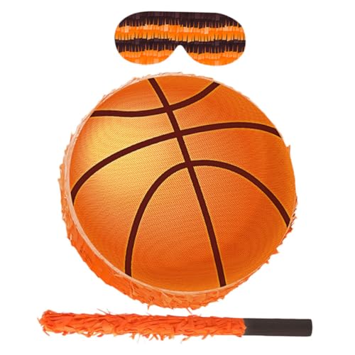 Milisten Basketball Pinata aus Strapazierfähigem Karton mit Robustem Aufhänger Farbenfroher Krepppapier-dekoration Inklusive und Augenbinde als Sportparty-spiel und Geburtstagsdeko von Milisten