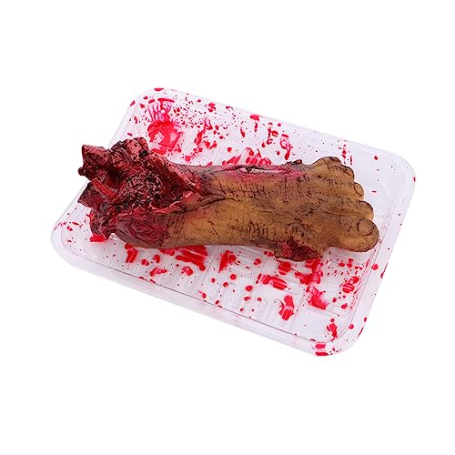 Milisten Bloody Foot Halloween Deko mit Teller Gruseliges Streichspielzeug für Halloween Partys aus Hochwertigem Vinyl und Material für Schockierende Streiche von Milisten