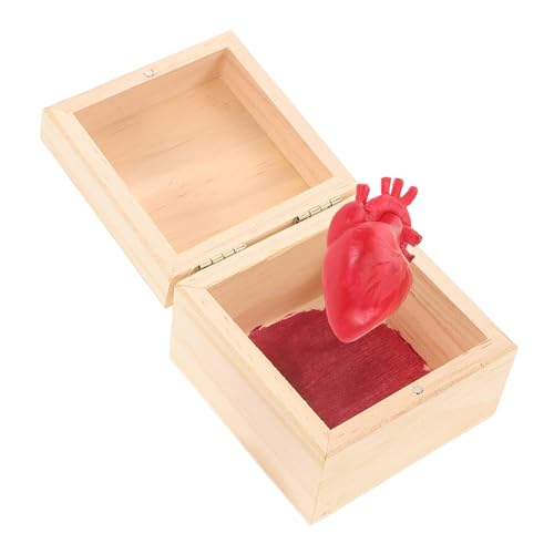 Milisten Blutiges Halloween Herz Dekoration in Unbehandelter Holzbox mit Scharnierdeckel Realistisches Anatomisches Herz Geschenkbox Lustiger Streich für Zuhause und Valentinstag von Milisten