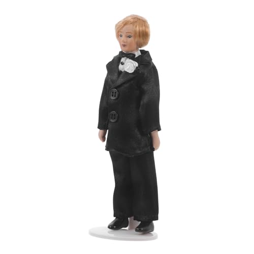 Milisten Bräutigampuppe Miniatur Zahlen Puppenhaus Paar Figur realistisch für Mini-Charaktermodelle Baufigurenmodelle Layout-Modelle Architektur-Layout- Stoff Black von Milisten