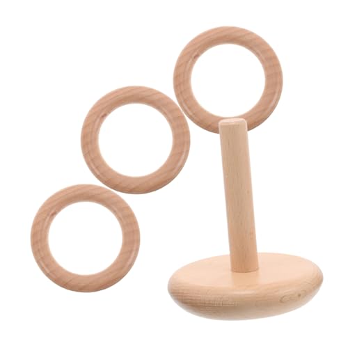 Milisten Buchenholzgebäude Stapelblöcke für Babys Holzstapelspielzeug Stapelringspielzeug Frühes Lernen stapeln Ringwurf für Kleinkinder hölzern Beige von Milisten