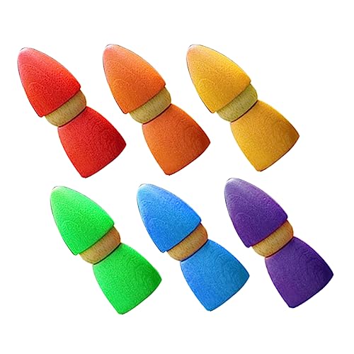 Milisten Bunte Holz Puppenspielzeuge Pädagogisch Regenbogenfarbene Figuren und Bausteine Motorische für Kleinkinder Interaktive Lernspielzeuge für Vorschule und Kindergarten von Milisten