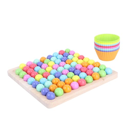 Milisten Buntes Holzperlen Puzzle Montessori Lernspielzeug für Fördert Denkvermögen und Farberkennung Pädagogisches Eltern Junge Mädchen interaktionsspielzeug Geschenk für Jungen und von Milisten