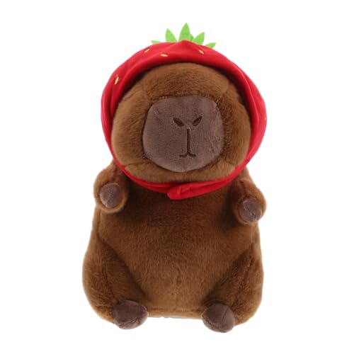 Milisten Capybara-plüsch Mit Erdbeerhut, Weiches Stofftier-Spielzeug Für Kinder, Capybara-kuscheltiere, Puppenkissen, Erdbeer-Capybara-Umarmung von Milisten