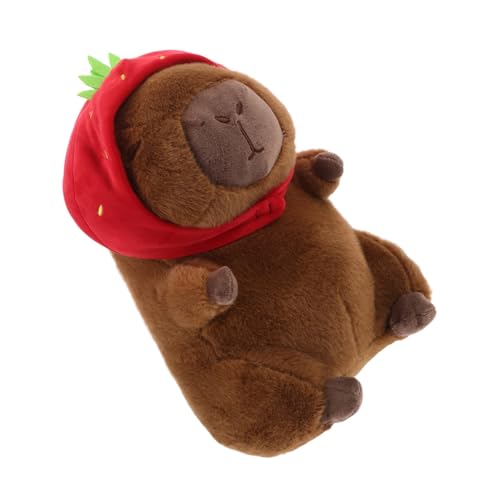Milisten Capybara-plüschpuppe Capybara Stofftier Capybara-bär Capybara Plüsch Groß Capybara-Zeug Wasserschwein Erdbeerspielzeug Erdbeerkissen Kapybara-Kissen Kawaii-plüsch Kurzer Plüsch von Milisten