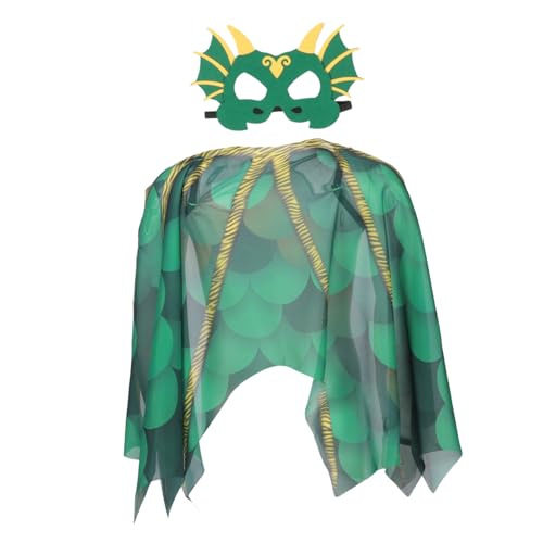 Milisten Dinosaurier Umhang mit Flügeln Grünes Halloween Kostüm Leichter Cosplay Cape für Party Bühnenauftritte und Fasching Beweglicher Flügel Umhang für Jungen und Mädchen von Milisten