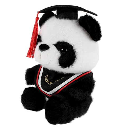 Milisten Doktor Panda Puppe Cartoon-Abschluss-Panda- Abschlusshut-Panda- Abschluss-Kuscheltiere Panda Doktor Panda Stoffpuppe Abschlussbär Puppe Plüsch rot von Milisten