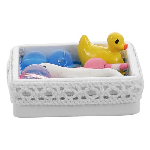 Milisten Dollhouse Bad Spielzeug Organisator Kindergarten Miniaturmodell Mit Weißer Spitze 1:12 Bades Spielzeugspeicherbox Für Babyzimmer Home Kindergärtner Puppenzubehör von Milisten