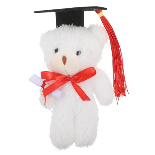 Milisten Dr. Bärenpuppe Doktormützen Bären Plüsch Kleiner Bär Plüsch -abschlussbär Abschluss Ausgestopfter Bär Mini-abschlussbären Plüschbärenpuppen Abschluss Plüschpuppen Weiß Filzstoff von Milisten