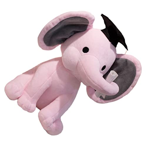 Milisten Elefant Puppe ausgestopft Plüsch-Abschlusselefant Plüsch gefüllter Elefant knuddelig Abschluss Plüschtier Kinderpuppenspielzeug für Absolventen PP Baumwolle Rosa von Milisten