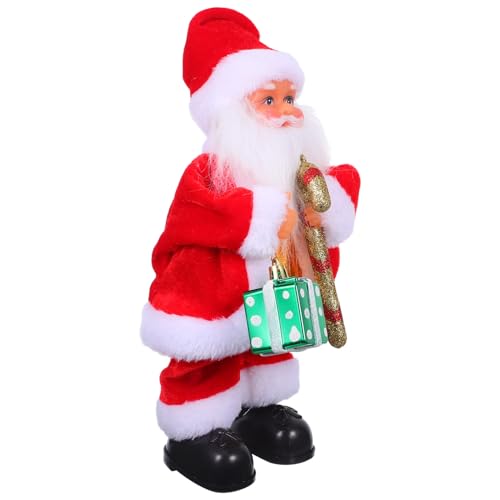 Milisten Elektrischer Weihnachtsmann mit Musik Bewegliche Weihnachtsmannpuppe für Festliche Partydeko und Interaktiver Nikolaus im Geschenkbox-Design für Familienfeiern von Milisten