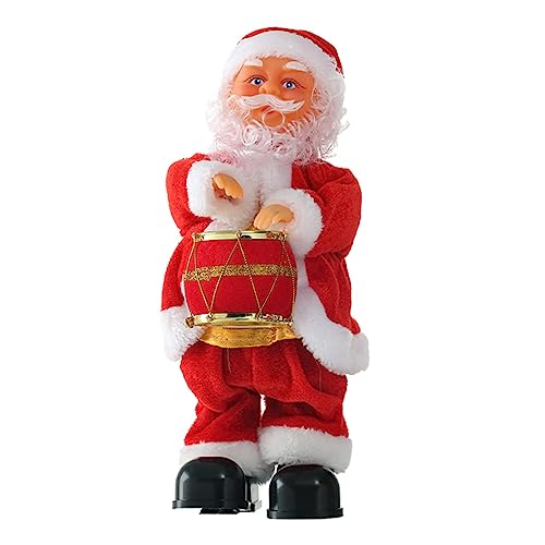 Milisten Elektrischer Weihnachtsmann mit Musik und Tanz Batteriefreier Beweglicher Trommel Santa für Kompakte Weihnachtsdeko für Tisch und Schrank Festliche Weihnachtsatmosphäre von Milisten