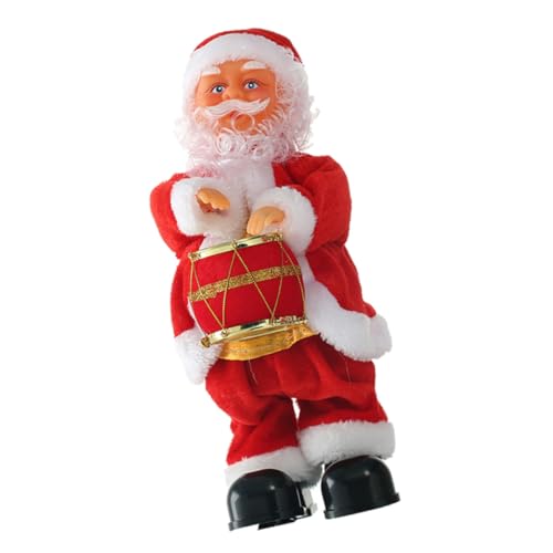Milisten Elektrischer Weihnachtsmann mit Musik und Tanzfunktion Weihnachtsdeko Kinderparty Animierte Trommel Schlagender Weihnachtsmann Festliche Xmas Dekoration für Jungen und Mädchen von Milisten