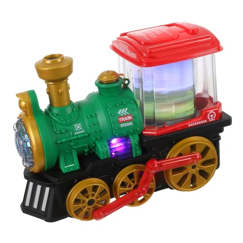 Milisten Kids Train Spielzeug Elektrischer Zug Mit Rauch Rotierender Lampe Und Musik Bewegendes Dampfzug Spielzeug Für Jungen Und Mädchen Batteriefrei Grünes Design von Milisten