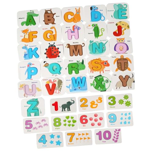 Milisten Erkennungs Lernkarten für Vorschulkinder Doppelseitig Bedruckt Holz Alphabet und Zahlen zur Buchstaben Zahlenzuordnung Pädagogisches Lernspiel für Jungen und Mädchen von Milisten